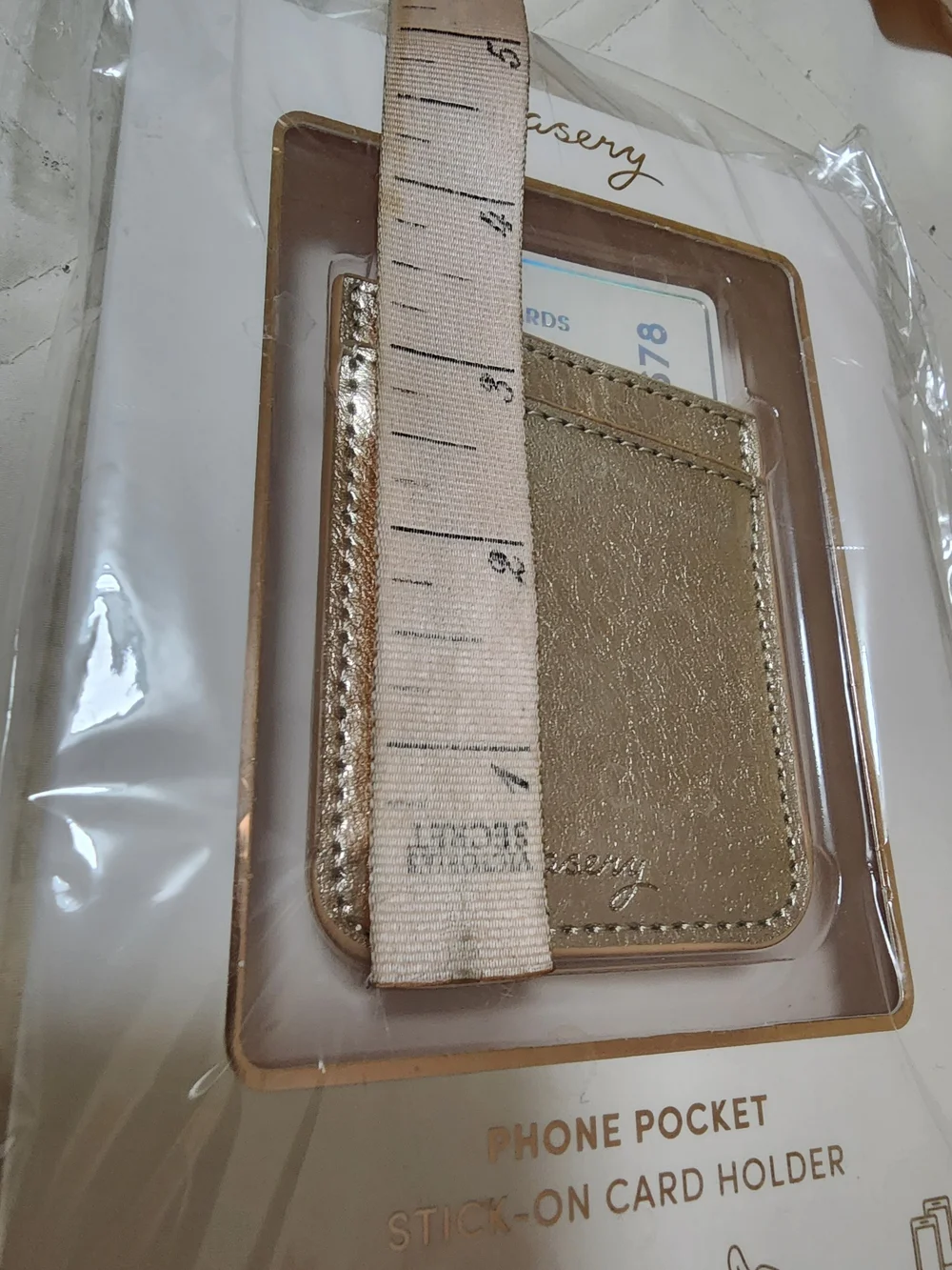 Metallic Gold Stick-On Phone Card Pocket